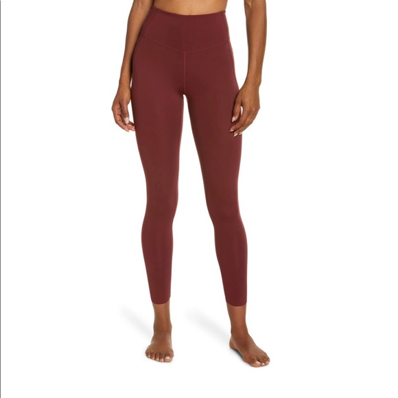 Zella Pants - Zella High Waist Studio Lite Side Pocket 7/8 Legging Large Burgundy